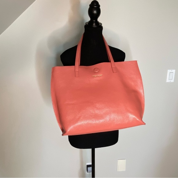 UNDER ONE SKY Pink Vegan Leather Tote with Attached Wallet Large Roomy - Picture 4 of 15
